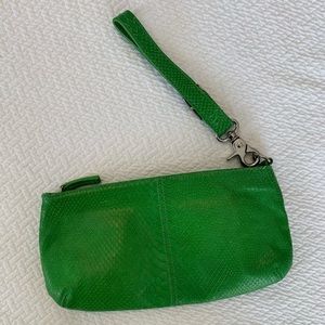 Green leather wristlet/clutch